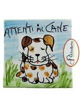 Mattonella ornamentale in ceramica attenti al cane da parete dipinta a mano ma18