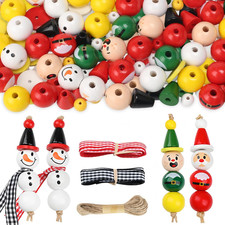 180PCS Set Perline Legno Con Faccine Pupazzo Di Neve Natalizio Decorazioni Alber
