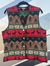 Gilet vintage WOOLRICH outdoor escursionismo misto lana alce bottoni argento M gorpcore