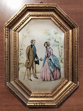 Quadro da parete su tessuto con cornice in legno dorato. [1900?]