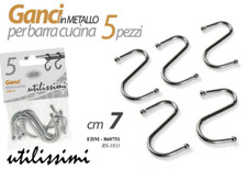 5 GANCI PER BARRA PORTA UTENSILI DA PARETE CUCINA SOTTO PENSILE MESTOLI METALLO