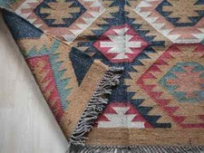 Grande tappeto lana juta Kilim