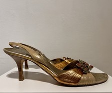 René Caovilla eleganti sandali color Oro/Arancione/cipria per cerimonia Tg. 40,5