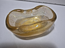 Posacenere in vetro di Murano cristallo inclusioni oro anni '60