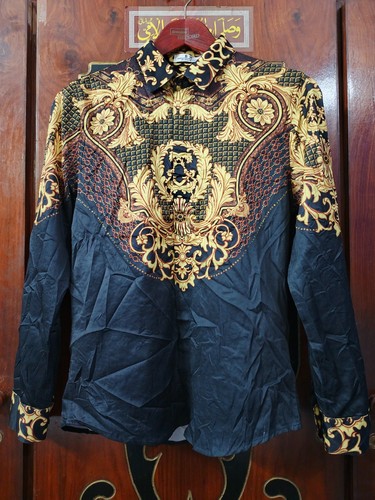 Camicia uomo barocca seta nera