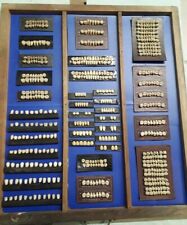 Denti vintage per protesi odontotecniche in cassetta di legno espositiva 53x46