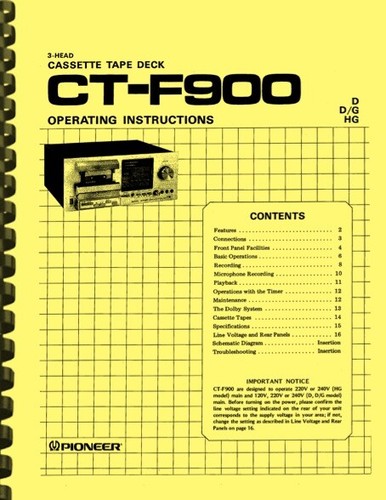 Pioneer f900 cassette - ct-f900,