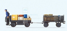 PREISER 10256 - Carrello elettrico con personaggio e bagagli. Scala H0 - 1:87