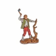 Pastore statuina Taglialegna 3,5 cm di plastica Moranduzzo per presepe