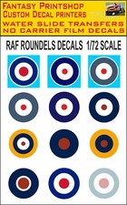 RAF ROUNDELS DECALCOMANIE WATER SCIVOLO TRASFERIMENTI SCALA 1/72 MODELLINI AEREI R.A.F JETS