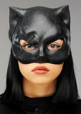 maschera cat woman, donna, lattice, nera, halloween, carnevale