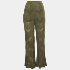 Pantalone M Missoni verde fantasia maglia gamba larga S