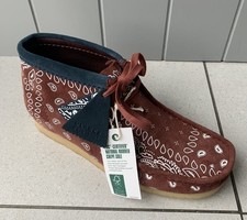 STIVALETTI NUOVI DA UOMO CLARKS ORIGINALS WALLABEES BRICK PAISLEY SCAMOSCIATI TAGLIA UK 10,5