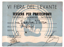 Tessera 1935 FIERA DEL LEVANTE