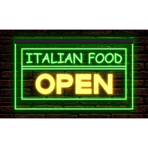 Insegna neon illuminata - illuminata, aperta