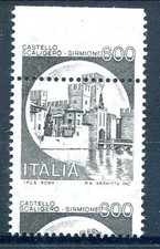 Castelli Lire 600 varietà stampate solo nere