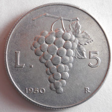 1950 ITALY 5 LIRE - Excellent