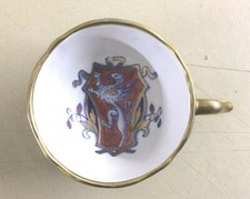 CERAMICA DA COLLEZIONE-ARALDICA-MAIOLICHE DERUTA-DRAGHI ALATI-TAZZA CON DORATURE