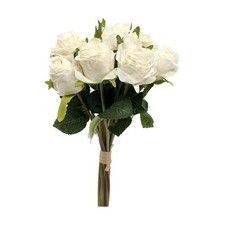 Fiori Artificiali Bush Bouquet da 13 ROSE bocciolo colore AVORIO 19C5