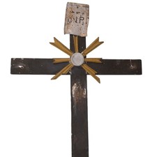 CROCE PROCESSIONE ANTICA 1800 CHIESA ARTE SACRA CRISTO ANTICA INRI