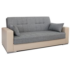 Divano 3 posti, divano letto in tessuto e ecopelle con Contenitore | FLORENCE