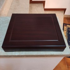 BOX COFANETTO LEGNO VELLUTO VINTAGE PREGIATO + LOTTO MONETE 29 X 25 CM N° 3