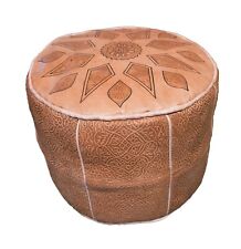 Pouf marocchino Hassock Pooff pelle vera poggiapiedi ottomano X-Large naturale