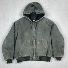 Giacca Carhartt Vintage Uomo XL (Veste L) Verde Invecchiato Traforato J130 MOS LEGGI