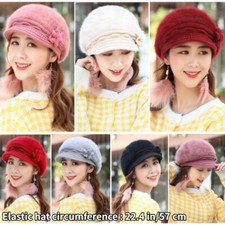 Women Rabbit Fur Hat Beanie