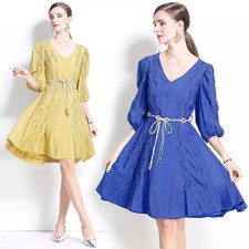 Abito corto giallo blu con - giallo, o