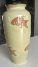Vaso smaltato crepitante cinese - carpa koi - timbro alla base