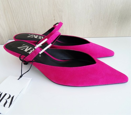 Zara fucsia scamosciato tacco - fucsia,