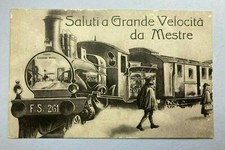CARTOLINA ANTICA MESTRE VENEZIA ANIMATA TRENO FERROVIA PRIMI 900'    VIAGGIATA 