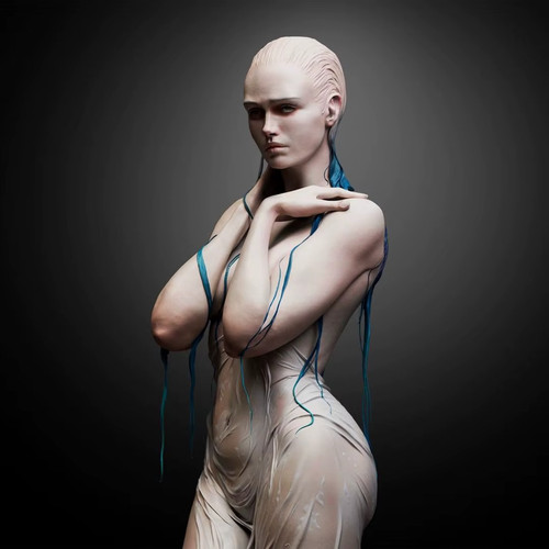 Statua busto alieno - , femminile