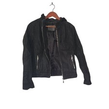 Giacca Moto Nera con Cappuccio