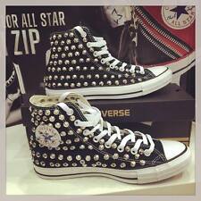 Converse All Star Nere Alte personalizzate con Borchie Argento clean teschi Skul