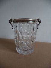 Vaso cristallo bordo e prese in argento 800 made in Italy stile Art Decò 15,5 cm