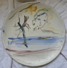 Ernesto TRECCANI (Milano 1920-2009) PIATTO ceramica dipinta a mano diametro 35