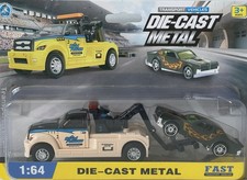 Sollevatore rimorchio auto trasporto soccorso stradale + modellino auto verde giocattolo pressofuso scala 1:64