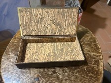 Antica Scatola In Metallo Rivestita In Sughero Vintage Epoca 
