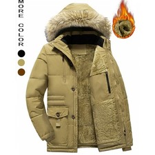 Giubbotto pelliccia invernale uomo UK imbottito termico lungo foderato pile cappotti militari parka