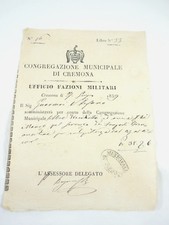 CREMONA RISORGIMENTO 1859 DOCUMENTO MILITARE RIFORNIMENTO SOLDATI  AUSTRIA