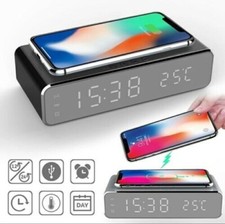 Radio Sveglia Ricarica Rapida Wireless Usb Digital Led Scrivania Sveglia