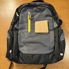 Zaino Dell Tek nero e grigio con accenti gialli nuovo con etichetta