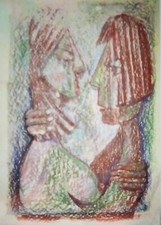 Innamorati - pastello a cera