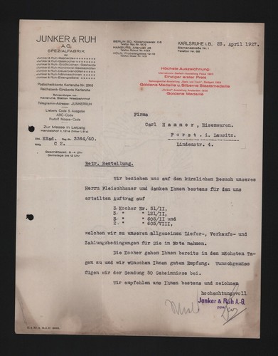 Karlsruhe lettera 1927 - lettera,