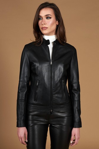 Giacca pelle nera donna - pelle,