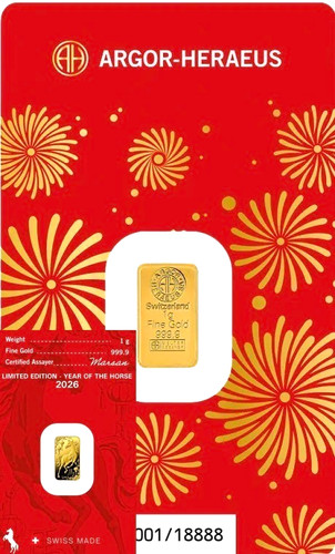Lingotto oro grammo argor - oro, 1