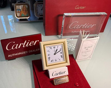 *** Cartier "Cream Deco Square" Sveglia al Quarzo Una Sacchetto/Libretto ***