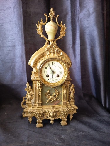 Antique gilded bronze clock - gilded,